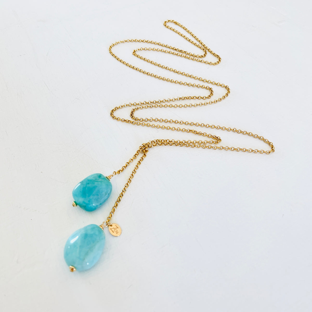 Living in Balance ZEN Wrap® Amazonite Necklace by ZEN by Karen Moore jewelry angled view on white background