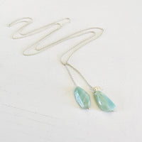 Gracefully in Balance Amazonite Necklace by ZEN by Karen Moore Jewelry alternate angled view on white background