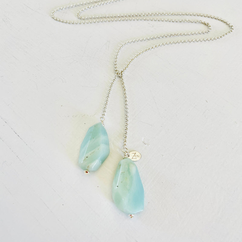 Gracefully in Balance Amazonite Necklace by ZEN by Karen Moore Jewelry on white background
