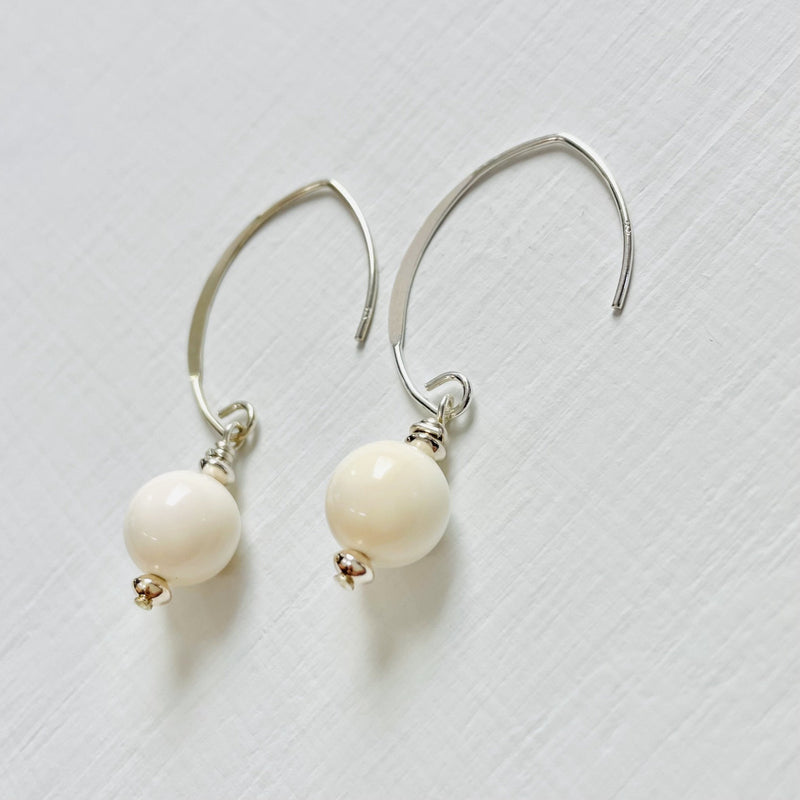 Classy Conch Shell Crescent Earrings by ZEN by Karen Moore in sterling silver alternate side view on white background