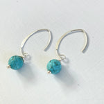 Classy Turquoise Crescent Earrings by ZEN by Karen Moore angled alt view on white background