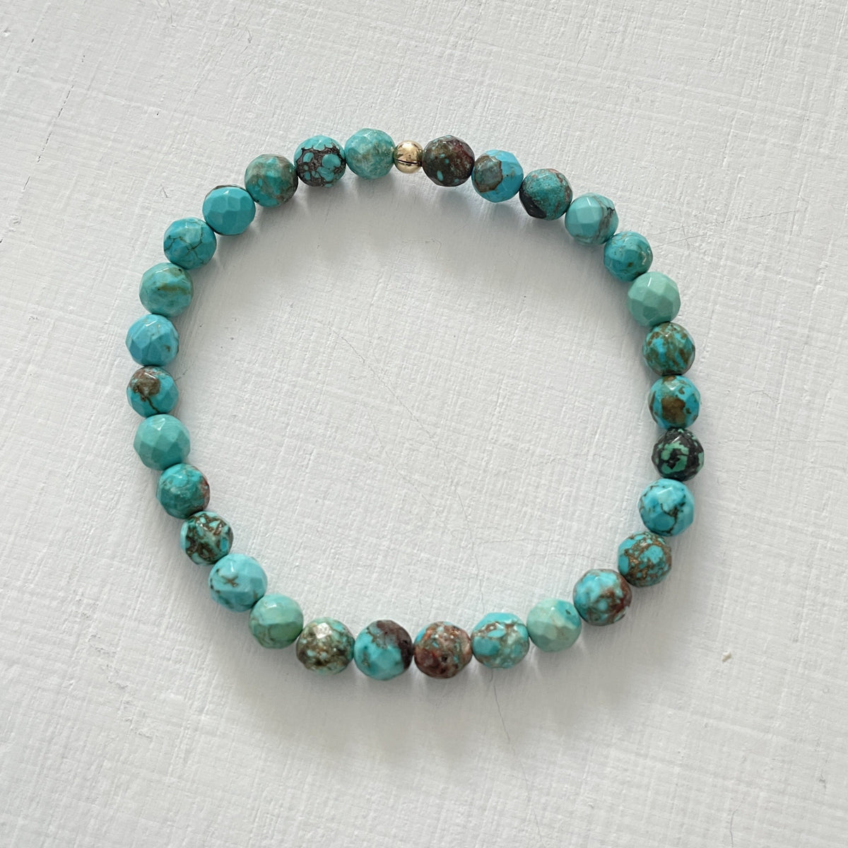Mini Be Bold Turquoise Bracelet by ZEN by Karen Moore overhead view on white background