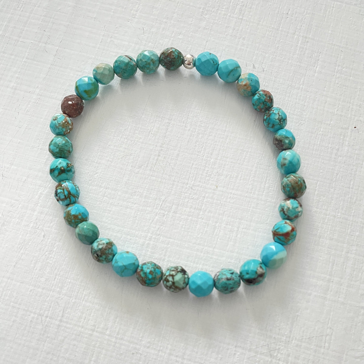 Mini Be Bold Turquoise Bracelet by ZEN by Karen Moore overhead alt view on white background