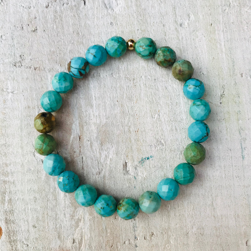 Be Bold Turquoise Bracelet by ZEN by Karen Moore on white wood