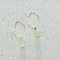 ZEN by Karen Moore Prehnite Silver Earrings on white background