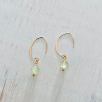 ZEN by Karen Moore Prehnite Gold Earrings on white background