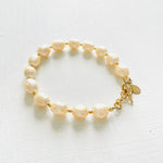 Just Peachy Pearl Bracelet with 14K gold clasp by ZEN by Karen Moore Jewelry close up on white background