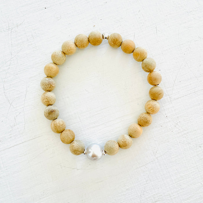 Mojo Grey Pearl Sandalwood Bracelet
