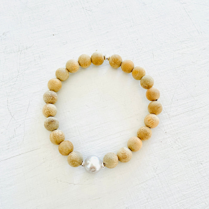 Mojo Grey Pearl Sandalwood Bracelet