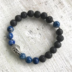 Lapis lazuli & lava stone Be Serenity Buddha Aromatherapy Bracelet by ZEN by Karen Moore