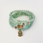 Aventurine & tiger wood Positively Being Aventurine Mala prayer beads by ZEN by Karen Moore shown as bracelet