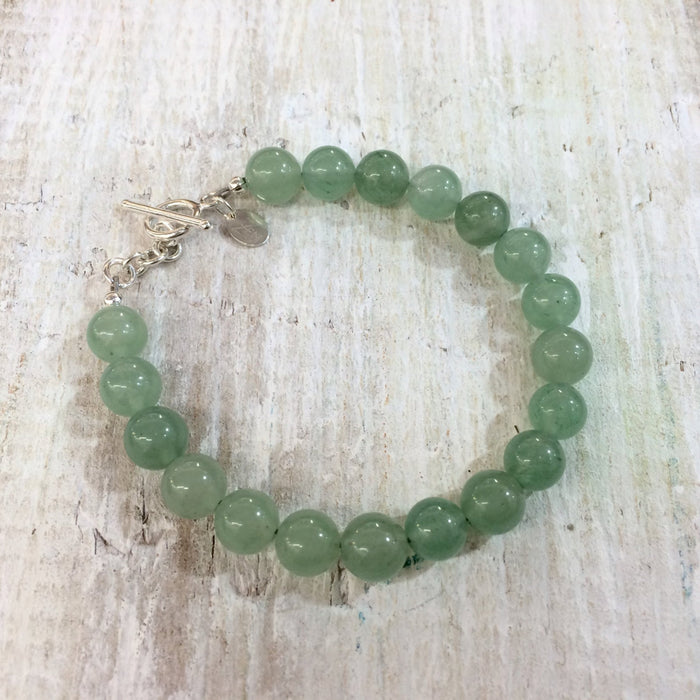 I Live Well Aventurine Bracelet by ZEN by Karen Moore on white wood