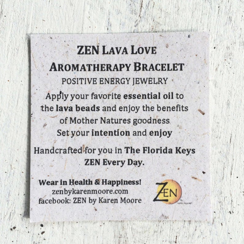 Lava Love Aromatherapy Bracelet Product Card by ZEN by Karen Moore on white wood