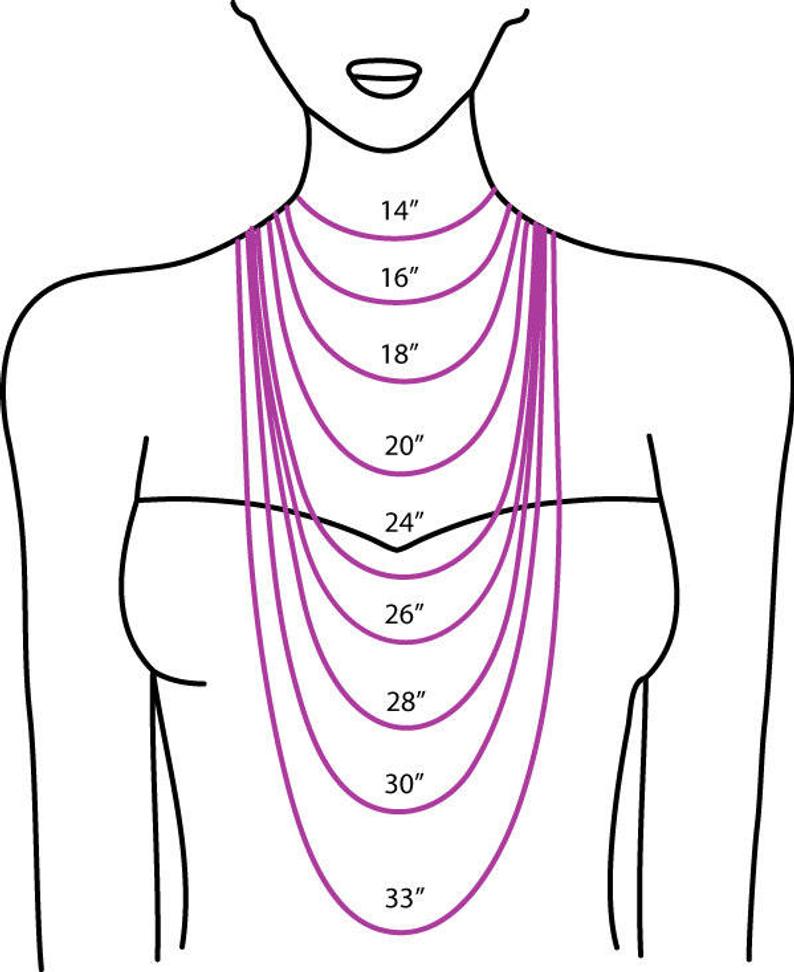 Necklace length by inches graphic for Sharkie Charm pearl & shark tooth charm necklace by ZEN by Karen Moore