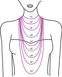 Necklace length by inches graphic for Sharkie Charm pearl & shark tooth charm necklace by ZEN by Karen Moore