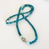 Apatite & amazonite Buddha Bliss ZEN Mini Mala prayer beads by Zen by Karen Moore open as a necklace or prayer beads on white background