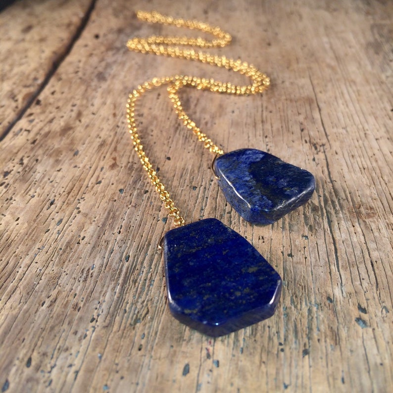 Be Truly You Lapis ZEN Wrap® Necklace by ZEN by Karen Moore on wood background