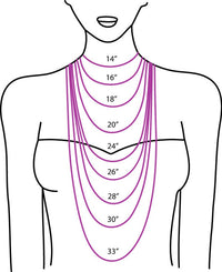 Necklace length by inches graphic for Little Lover coral necklace by ZEN by Karen Moore