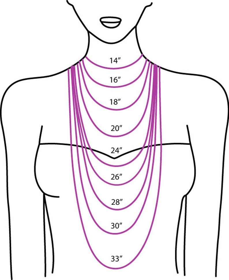 Necklace length by inches graphic for Mermaid Charm Necklace by ZEN by Karen Moore