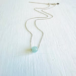 Calming Aquamarine Adjustable Necklace in sterling silver by ZEN by Karen Moore Jewelry on white background